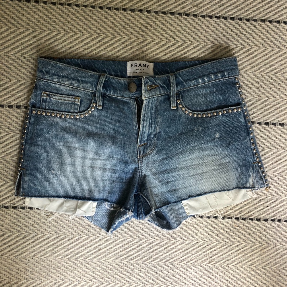 Frame Studded Jean Shorts